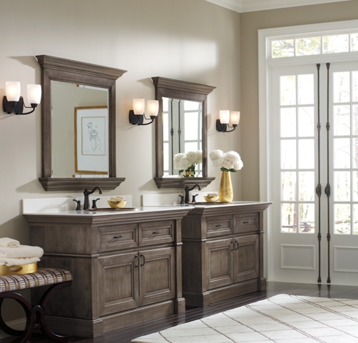 Casual Cherry Woodtone Bathroom Cabinets - Omega Cabinetry