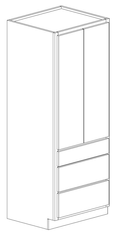Bertch 27" Double Door Linen Cabinet with 3 Drawers