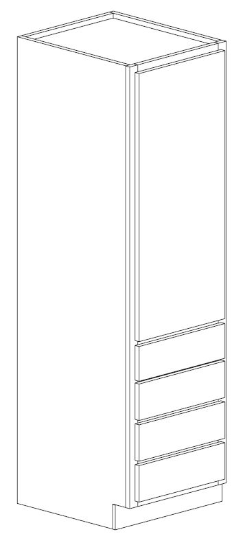 Bertch 15" Single Door Linen Cabinet with 4 Drawers