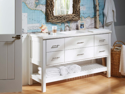 Bertch 60" Interlude Single Bowl Vanity Console with 5 Drawers in White